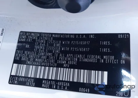 2022 Toyota Corolla Cross Le z USA, uszkodzony, nr VIN 7MUCAAAG5NV001439